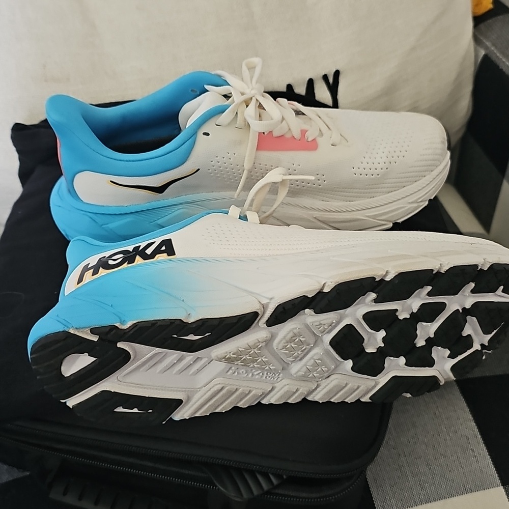 Hoka White Running Shoes with Sky Blue Accents - Picture 2 of 5